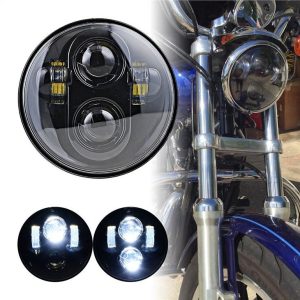 40W 5.75inch LED hodelykt for motorsykkel H4 plugg krom svart frontlys auto lys system