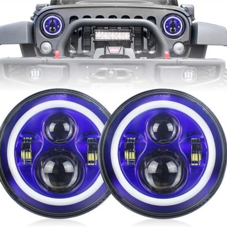 7 tommers blå Halo Lights Jeep Wrangler Blue Halo Headlights For Jeep JK