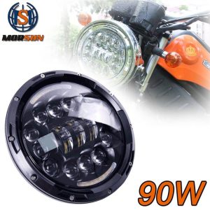 Svart Chrome LED Frontlys For Jeep JK TJ FJ DRL 90W Rundt Lys Med Halo Motorsykkel