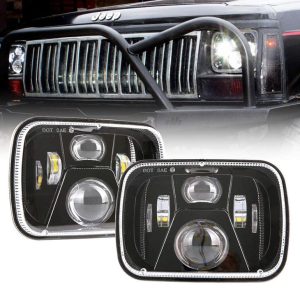 5x7 tommers LED rektangellampe 60W med Hi / Lo Beam For Jeep YJ XJ MJ & For off-road