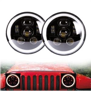 Morsun Svart Chrome 58w Runde LED Hodelykt For 07-17 Jeep Wrangler Ubegrenset JK 4 Dør