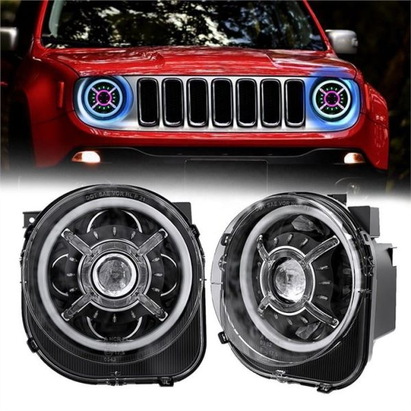 Morsun LED RGB Headlghts Fargeendring Demon Øyne For Jeep Renegade 2015 2016 2017 2018 2019 2021