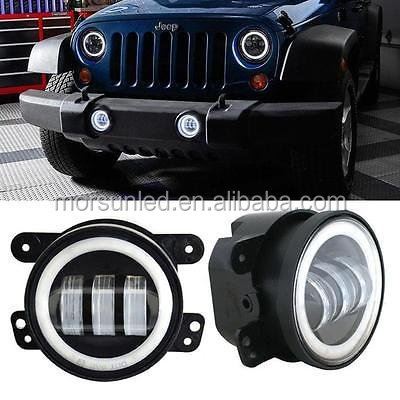 morsun runde ledet tåke lys for jeep wrangler jk jku tj lj 4inch lys med halo DRL